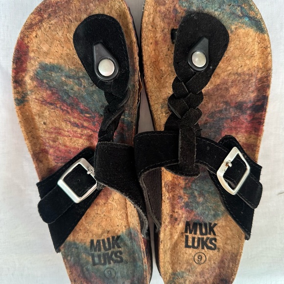 Muk Luks Black Sandals with Cork Sole size 9 #2 - Picture 2 of 6
